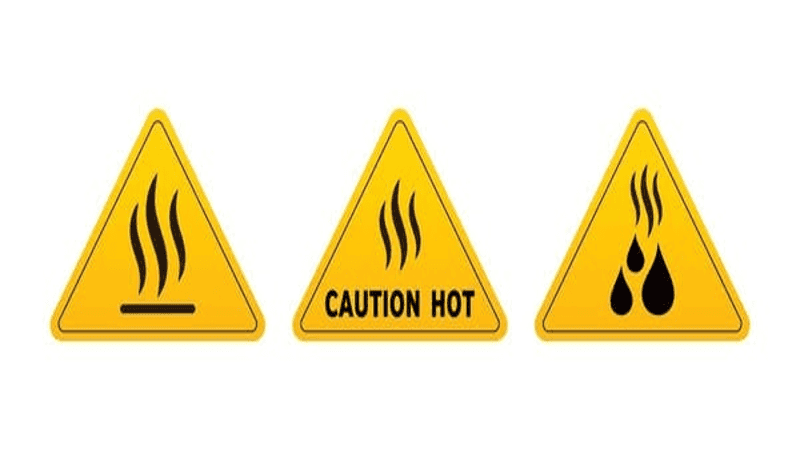 Three yellow signs